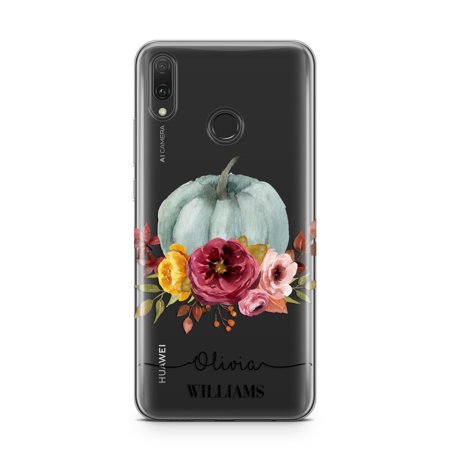 Grey Watercolour Pumpkins with Text Huawei Y9 2019