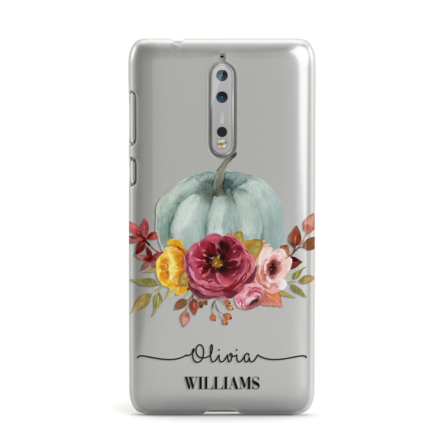 Grey Watercolour Pumpkins with Text Nokia Case