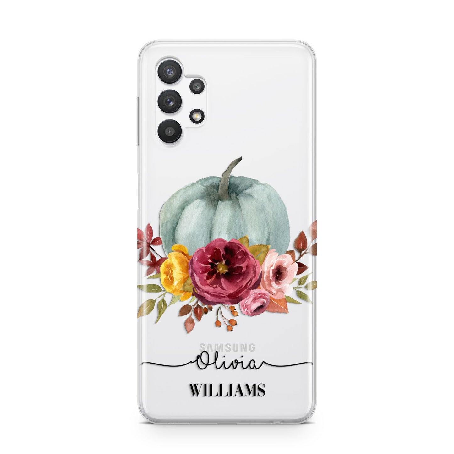 Grey Watercolour Pumpkins with Text Samsung A32 5G Case