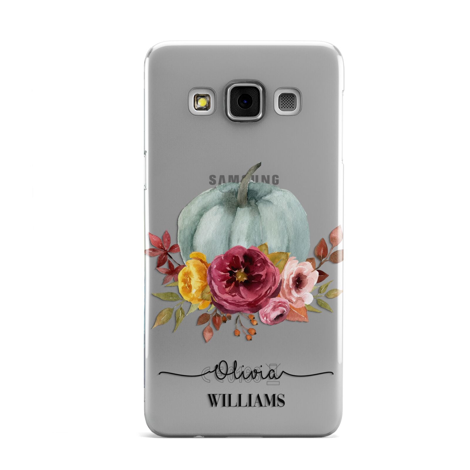 Grey Watercolour Pumpkins with Text Samsung Galaxy A3 Case