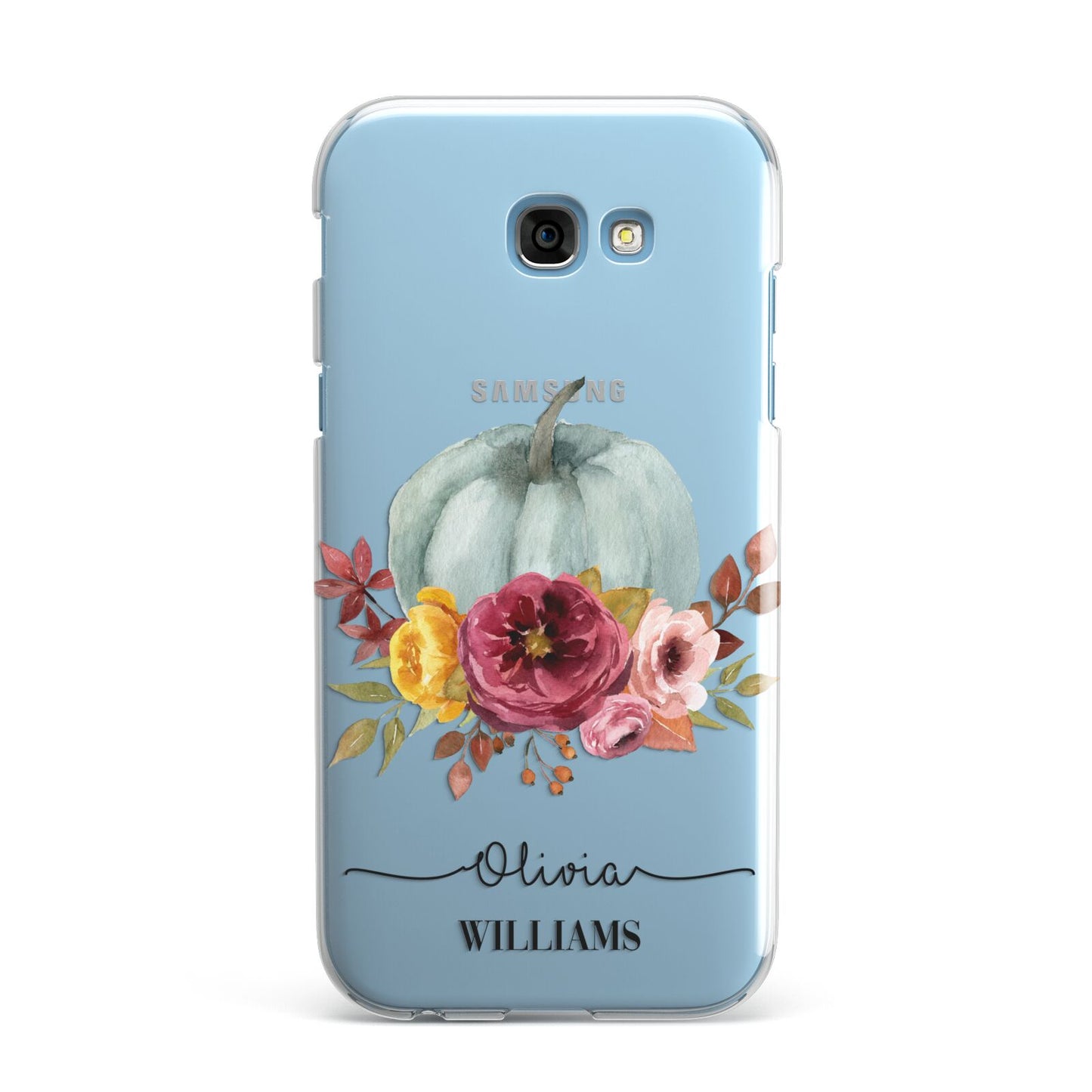 Grey Watercolour Pumpkins with Text Samsung Galaxy A7 2017 Case