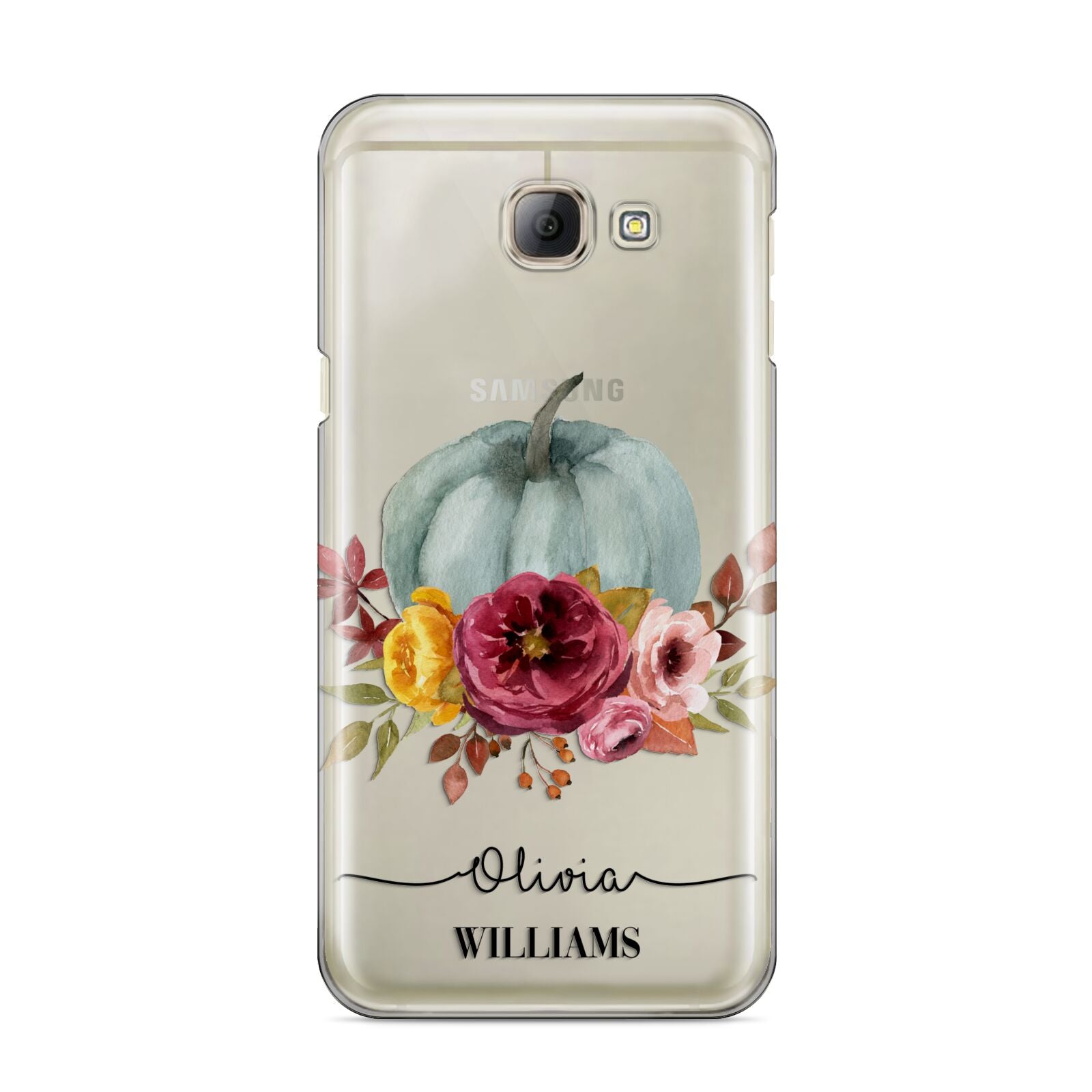 Grey Watercolour Pumpkins with Text Samsung Galaxy A8 2016 Case