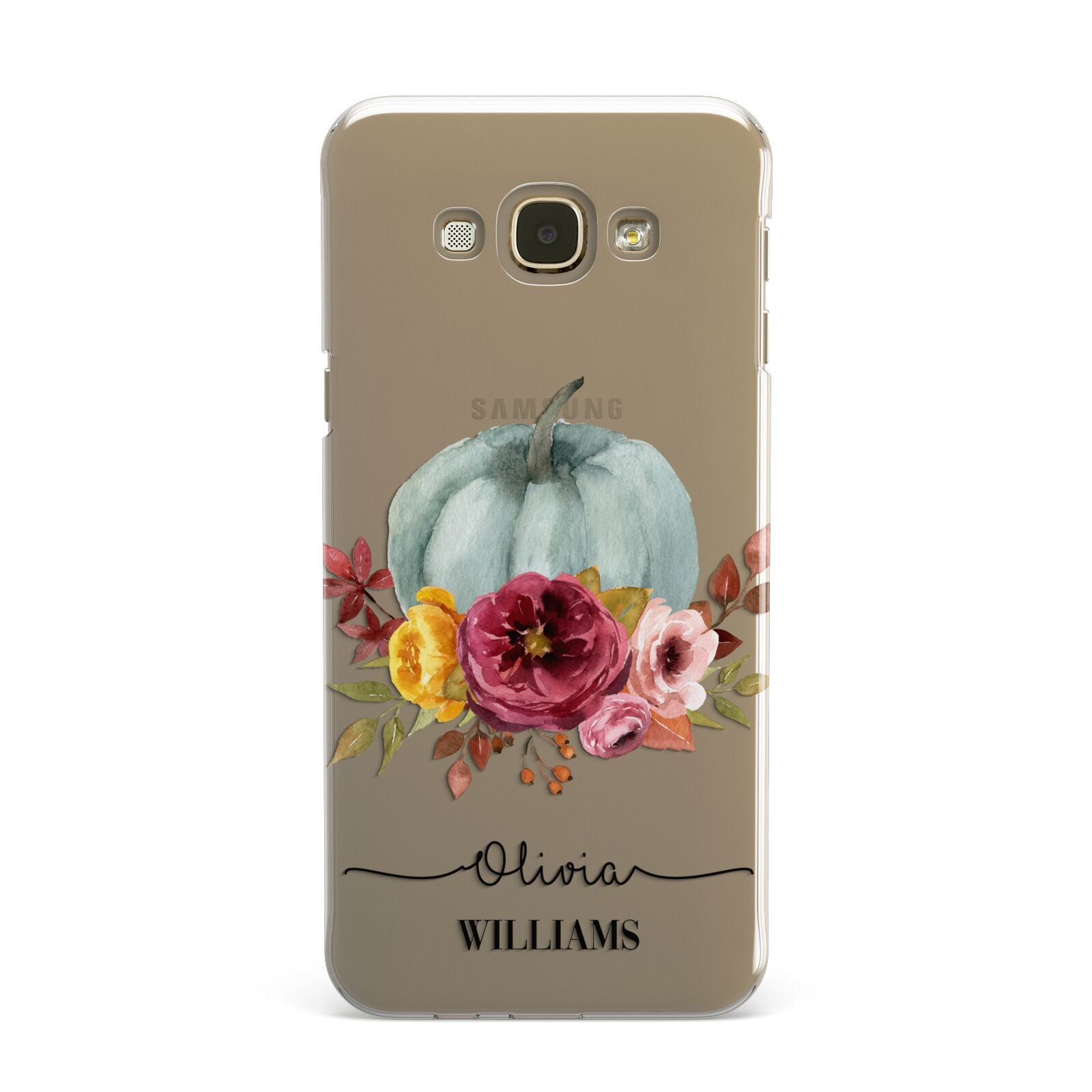 Grey Watercolour Pumpkins with Text Samsung Galaxy A8 Case