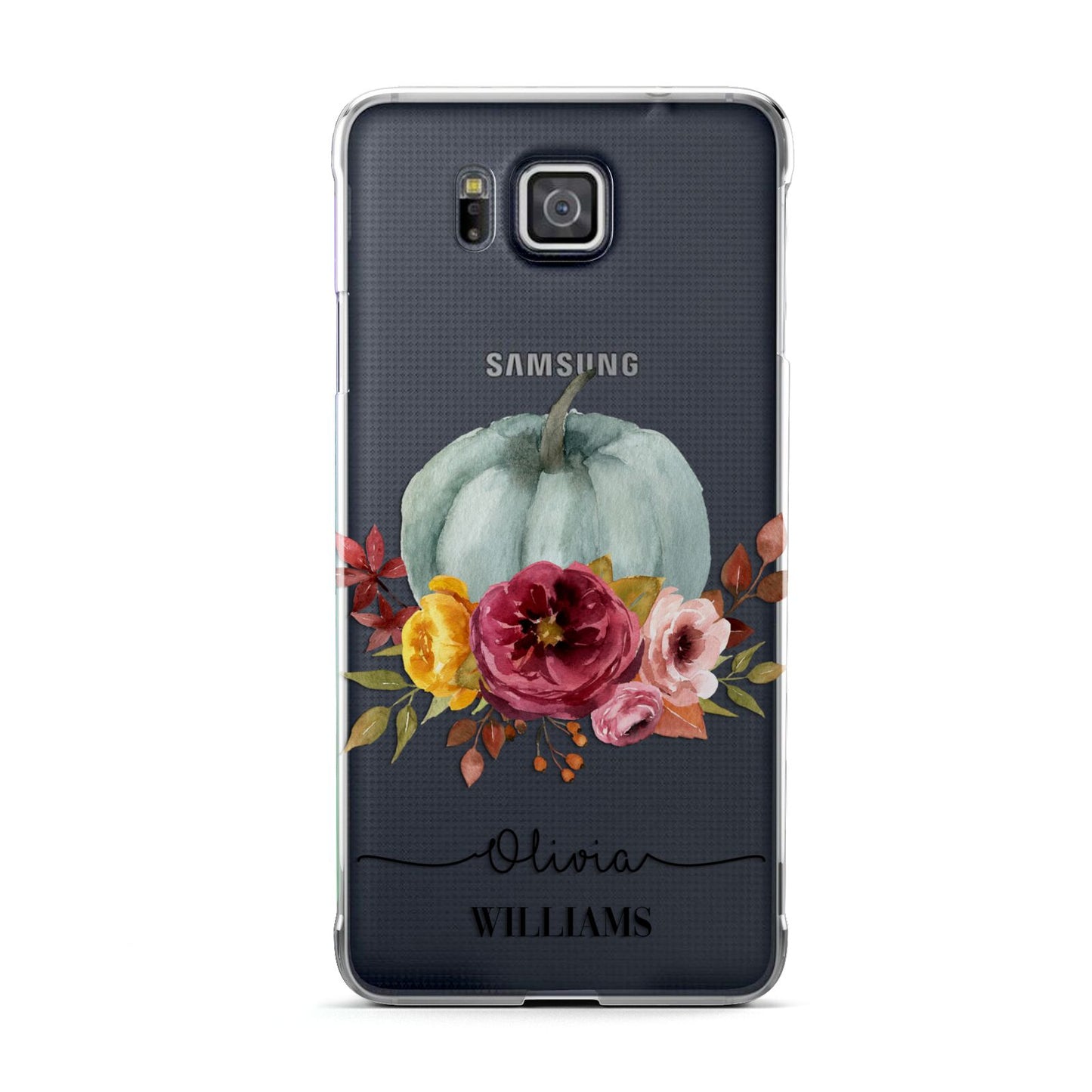 Grey Watercolour Pumpkins with Text Samsung Galaxy Alpha Case