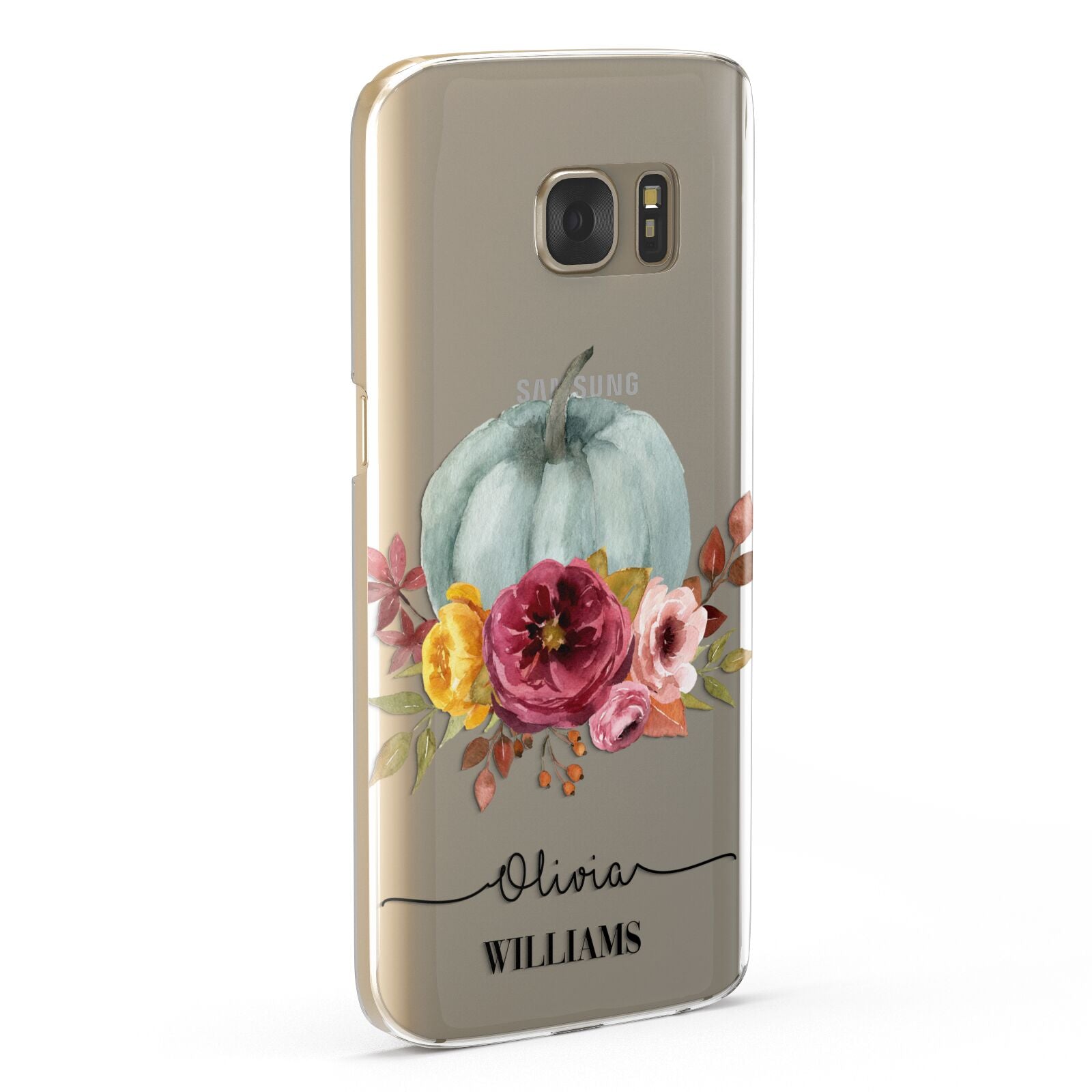 Grey Watercolour Pumpkins with Text Samsung Galaxy Case Fourty Five Degrees