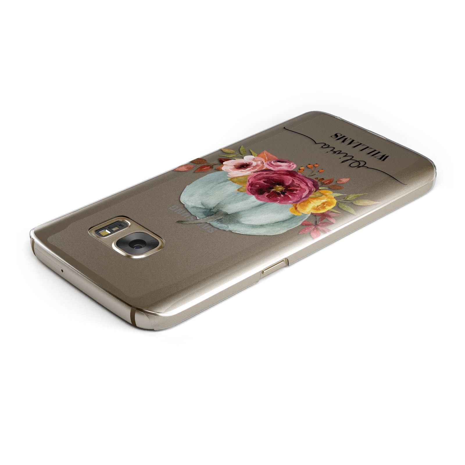 Grey Watercolour Pumpkins with Text Samsung Galaxy Case Top Cutout