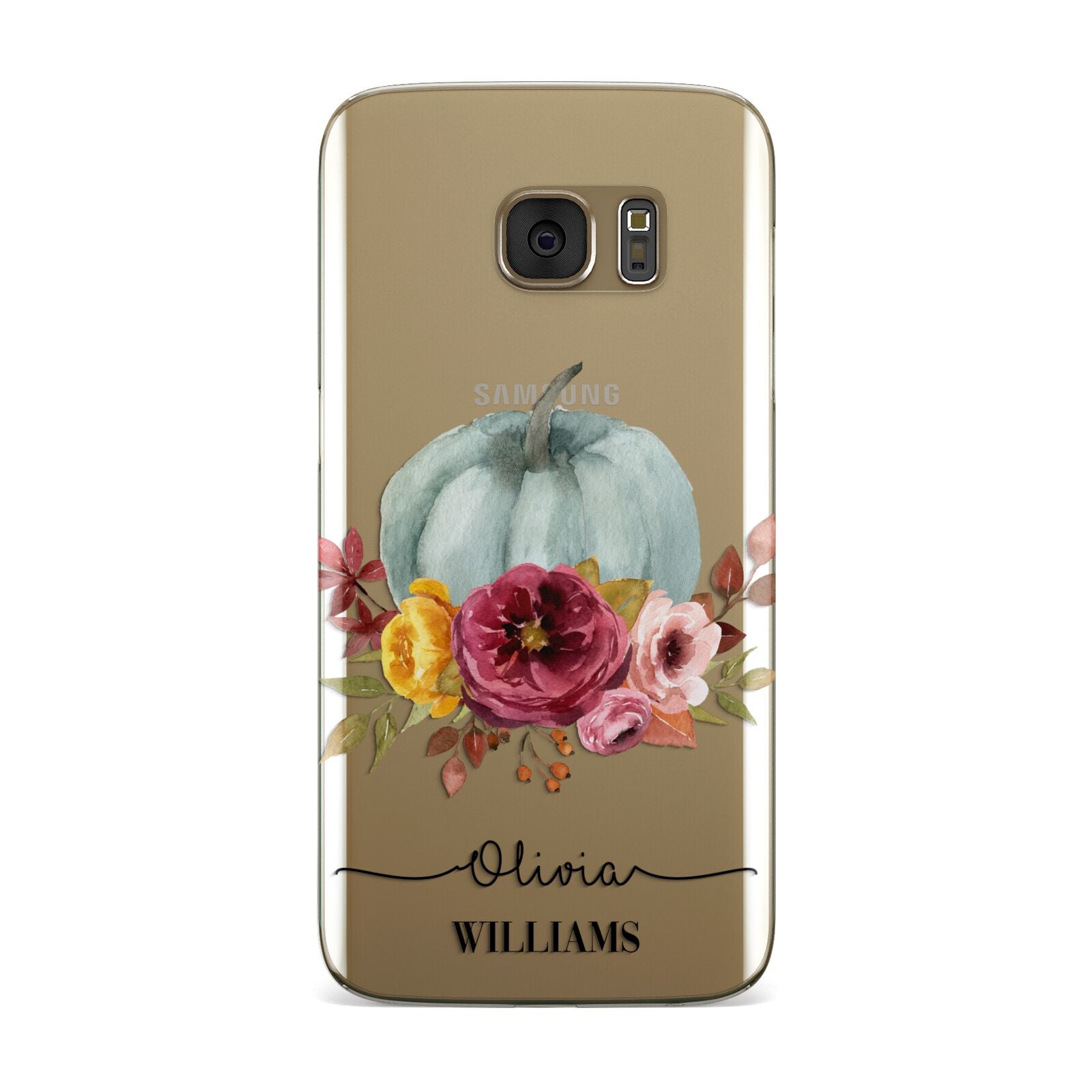 Grey Watercolour Pumpkins with Text Samsung Galaxy Case