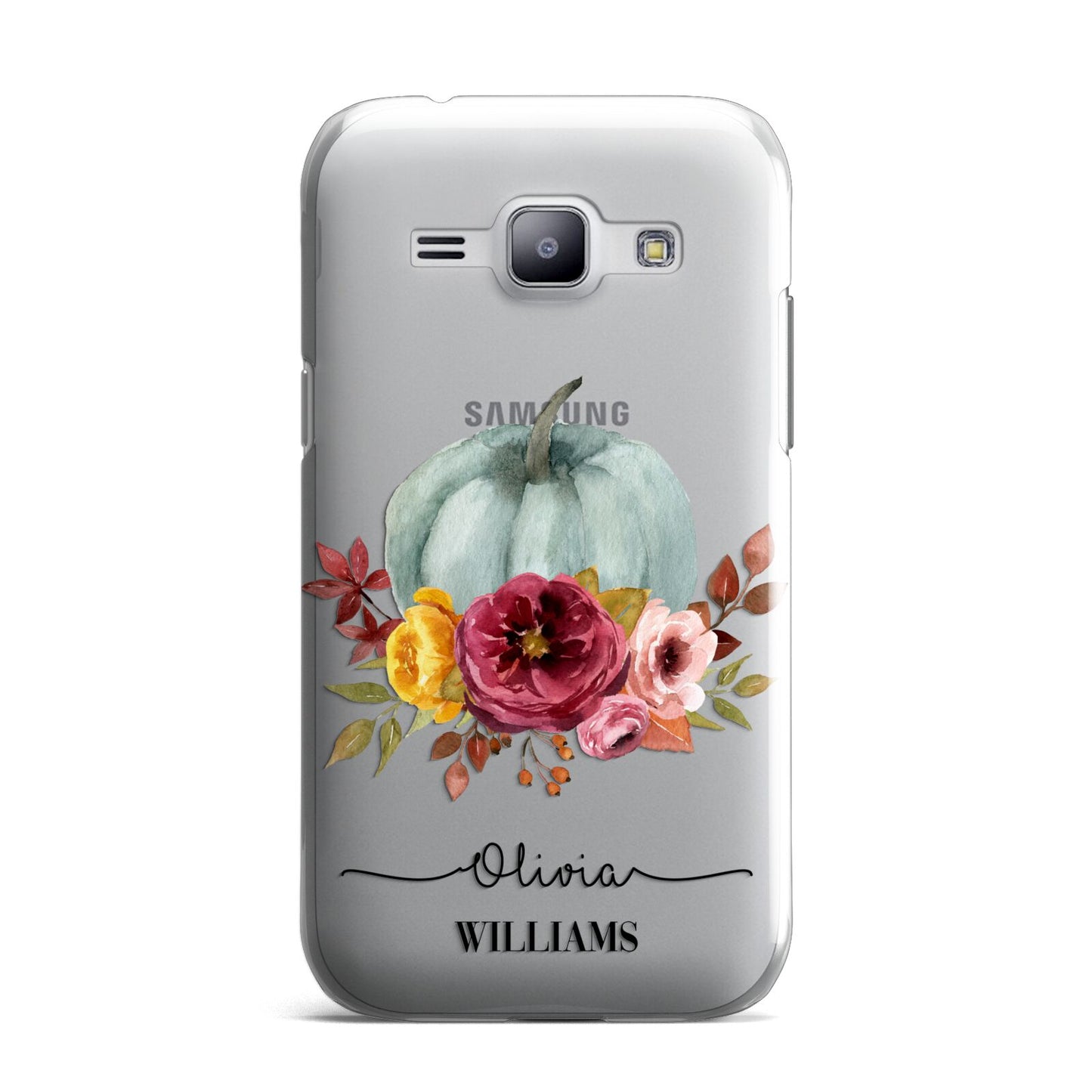 Grey Watercolour Pumpkins with Text Samsung Galaxy J1 2015 Case