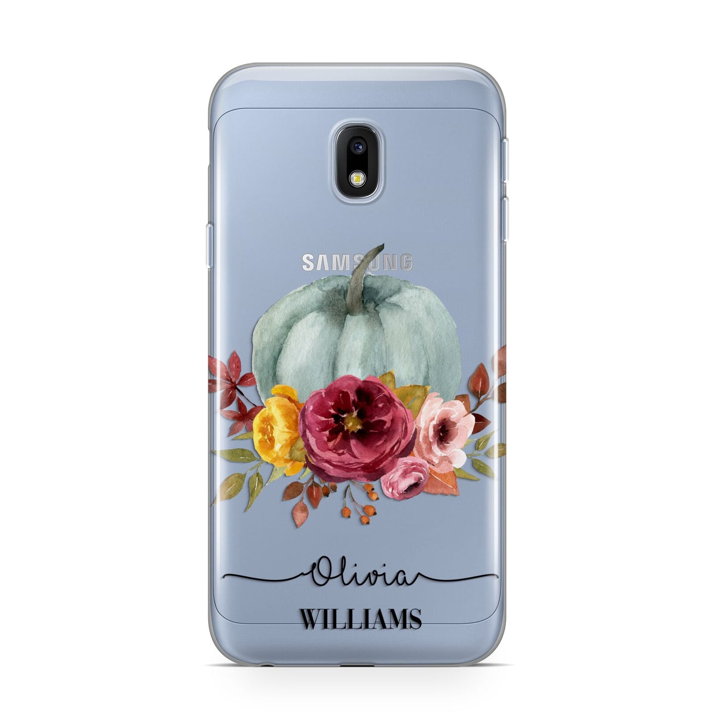 Grey Watercolour Pumpkins with Text Samsung Galaxy J3 2017 Case