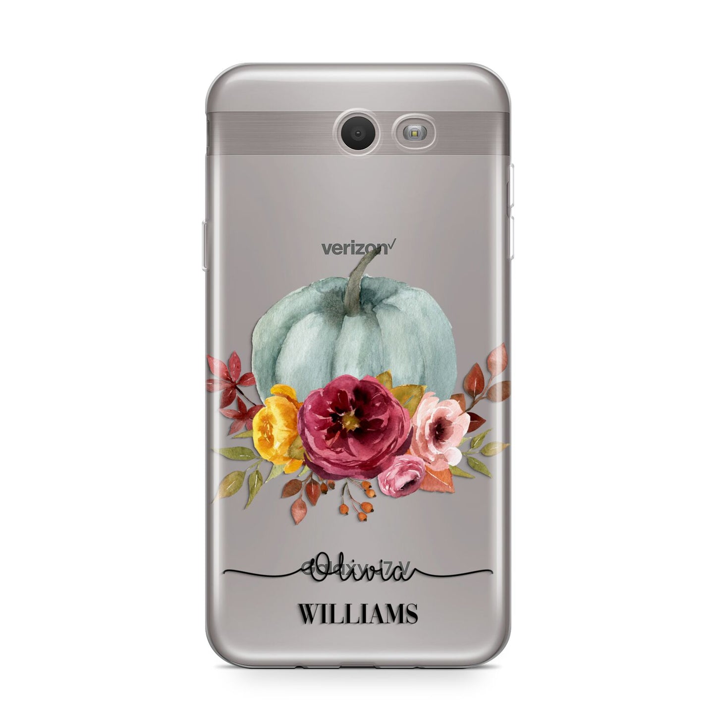 Grey Watercolour Pumpkins with Text Samsung Galaxy J7 2017 Case