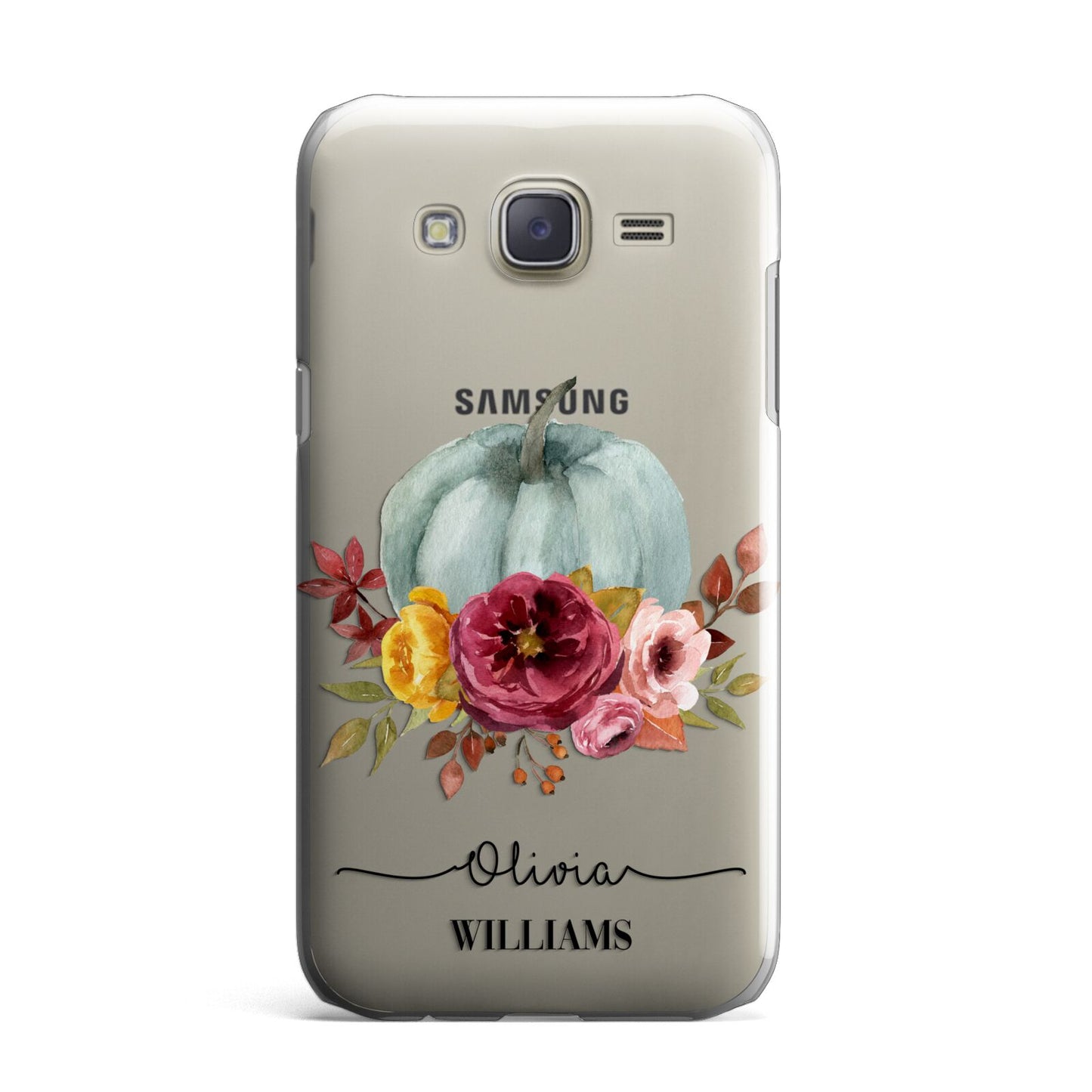 Grey Watercolour Pumpkins with Text Samsung Galaxy J7 Case