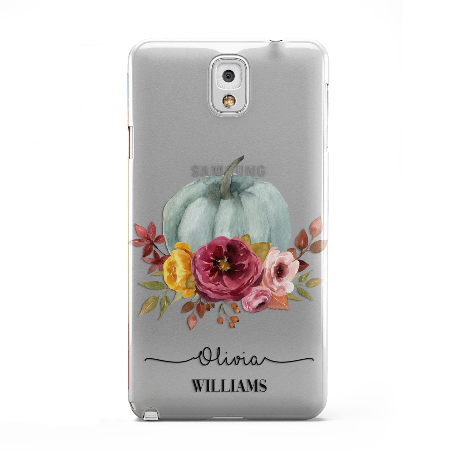 Grey Watercolour Pumpkins with Text Samsung Galaxy Note 3 Case