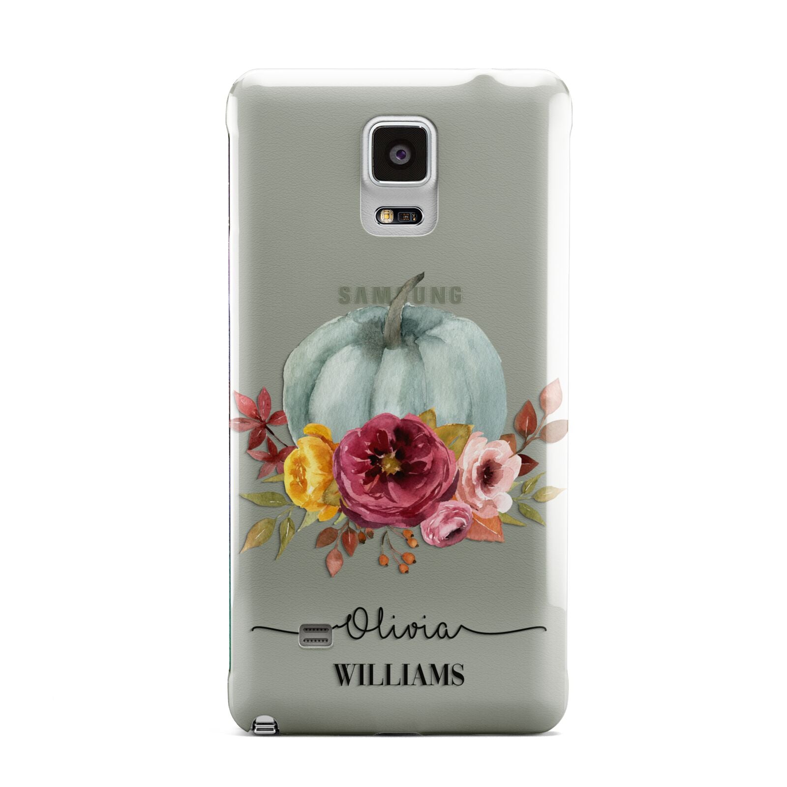 Grey Watercolour Pumpkins with Text Samsung Galaxy Note 4 Case