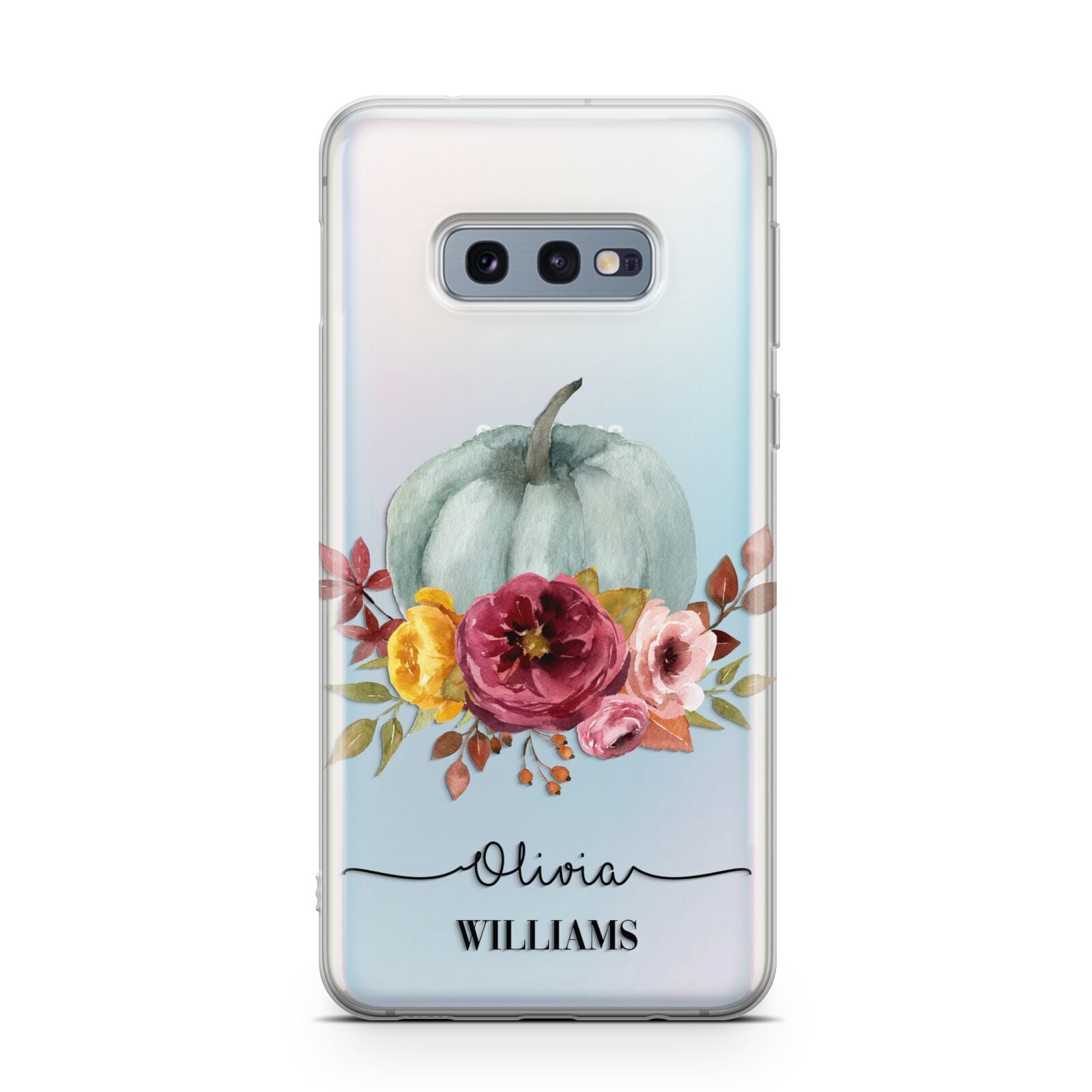 Grey Watercolour Pumpkins with Text Samsung Galaxy S10E Case