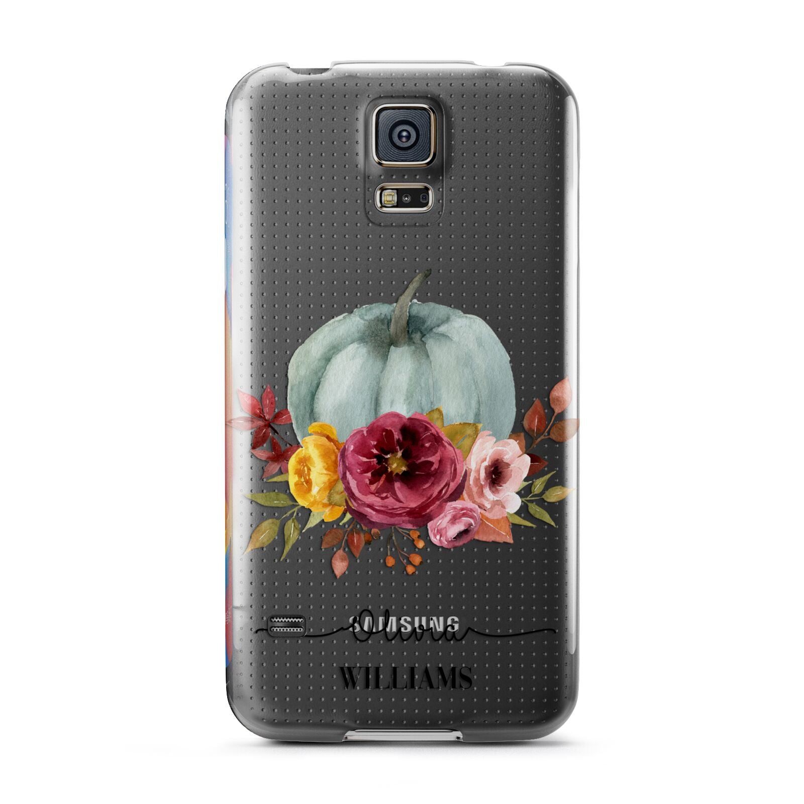 Grey Watercolour Pumpkins with Text Samsung Galaxy S5 Case