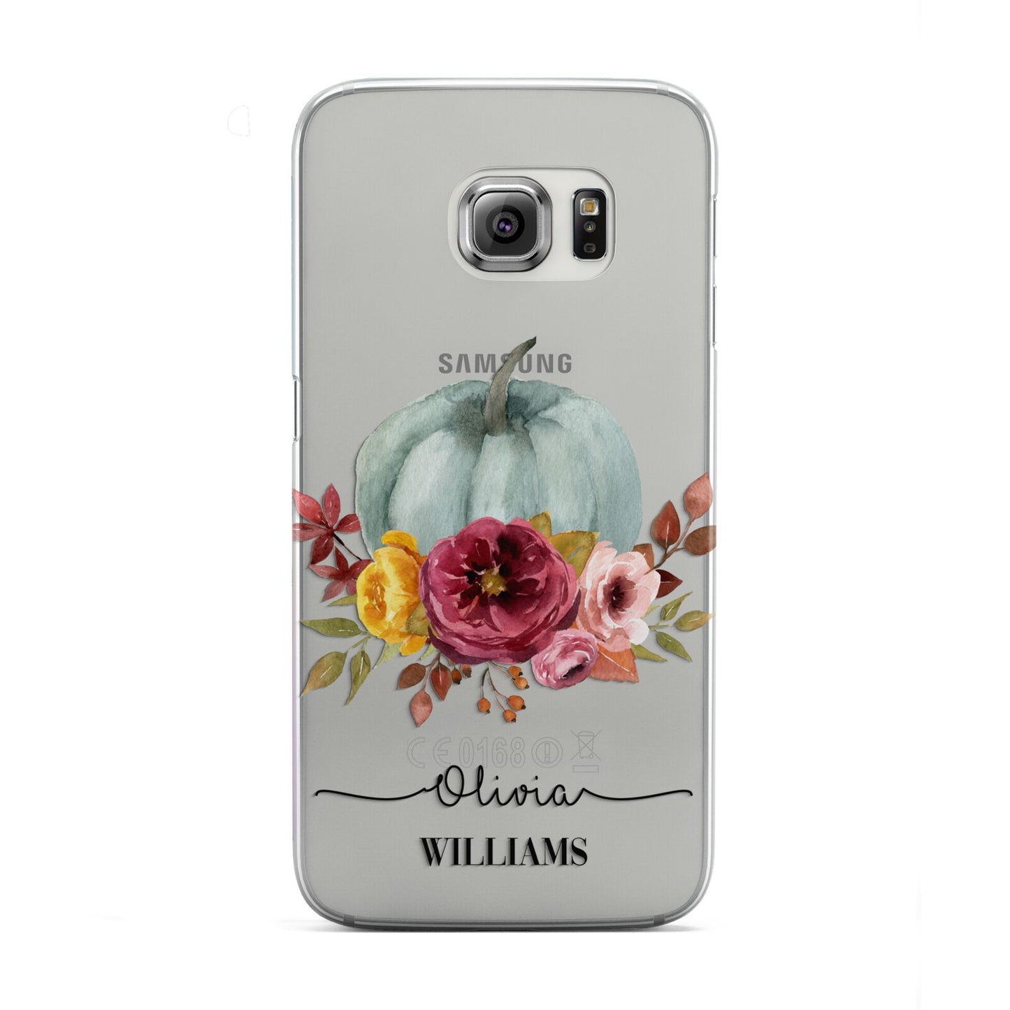 Grey Watercolour Pumpkins with Text Samsung Galaxy S6 Edge Case