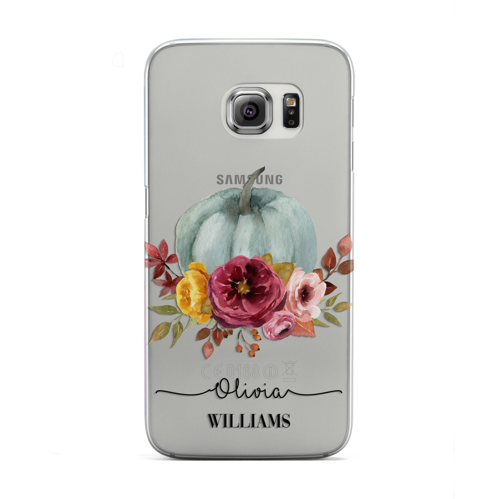 Grey Watercolour Pumpkins with Text Samsung Galaxy S6 Edge Case