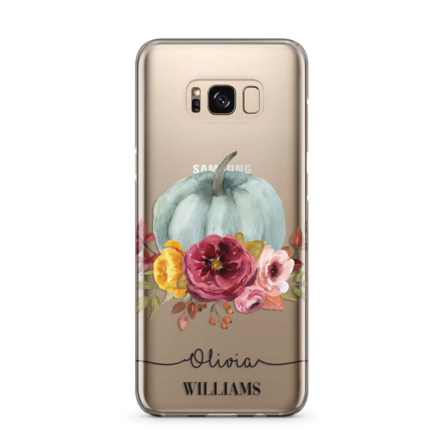 Grey Watercolour Pumpkins with Text Samsung Galaxy S8 Plus Case