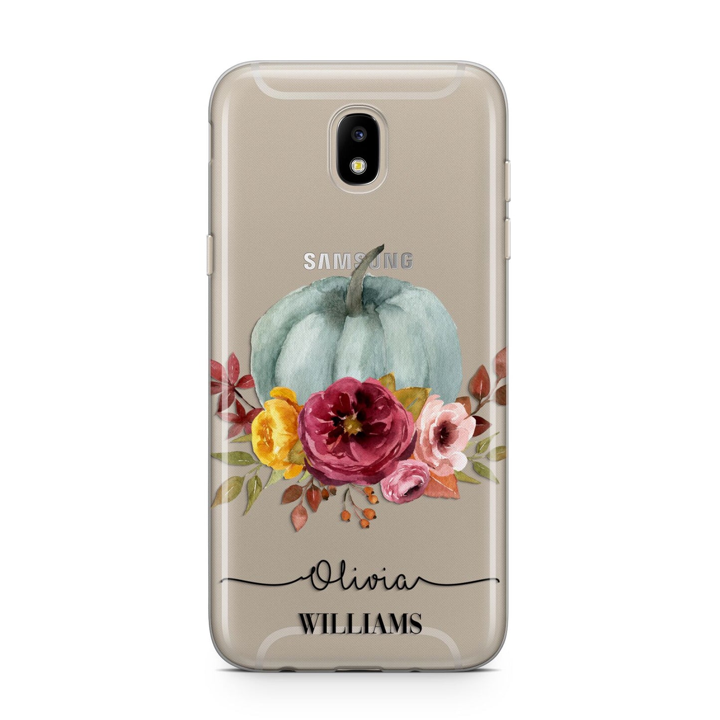 Grey Watercolour Pumpkins with Text Samsung J5 2017 Case