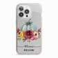 Grey Watercolour Pumpkins with Text iPhone 13 Pro TPU Impact Case with Pink Edges