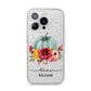 Grey Watercolour Pumpkins with Text iPhone 14 Pro Glitter Tough Case Silver