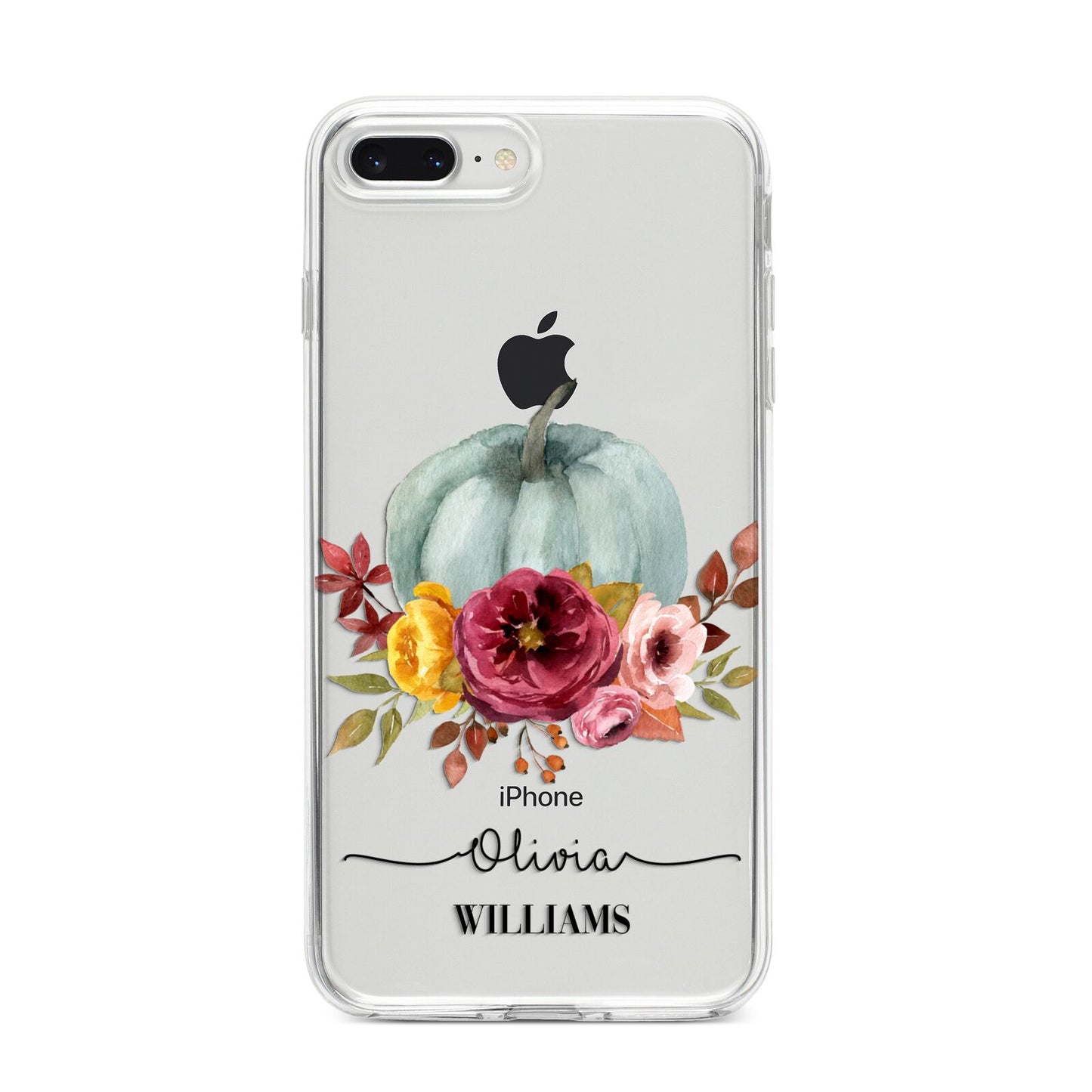 Grey Watercolour Pumpkins with Text iPhone 8 Plus Bumper Case on Silver iPhone