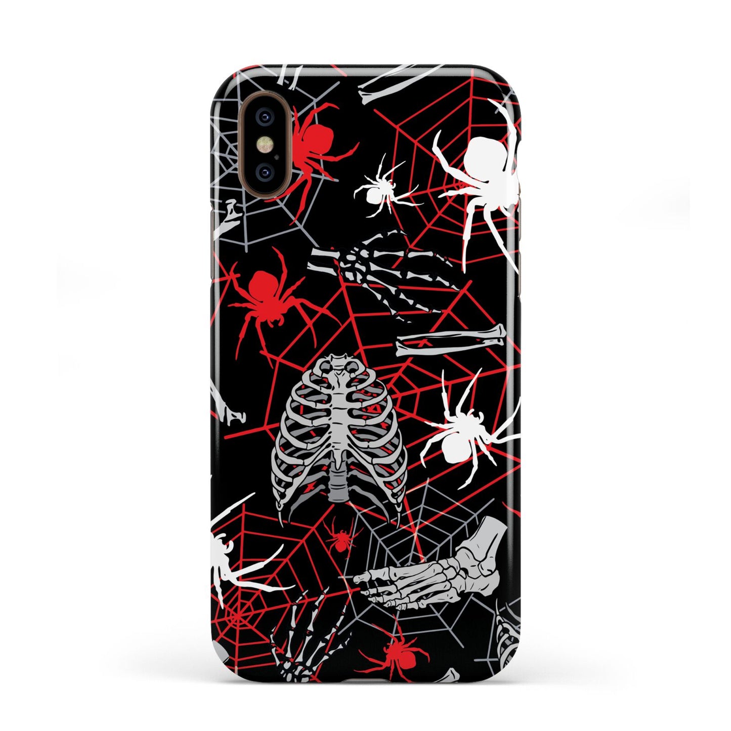 Grey and Red Cobwebs Apple iPhone XS 3D Tough