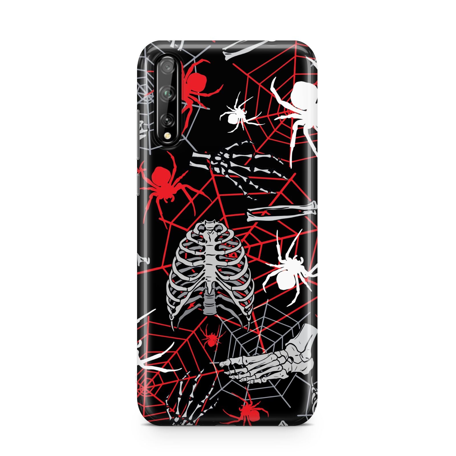 Grey and Red Cobwebs Huawei Enjoy 10s Phone Case