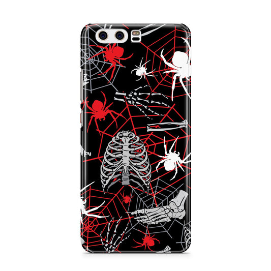 Grey and Red Cobwebs Huawei P10 Phone Case