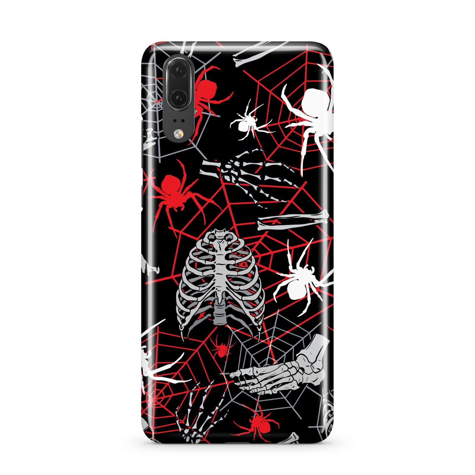 Grey and Red Cobwebs Huawei P20 Phone Case