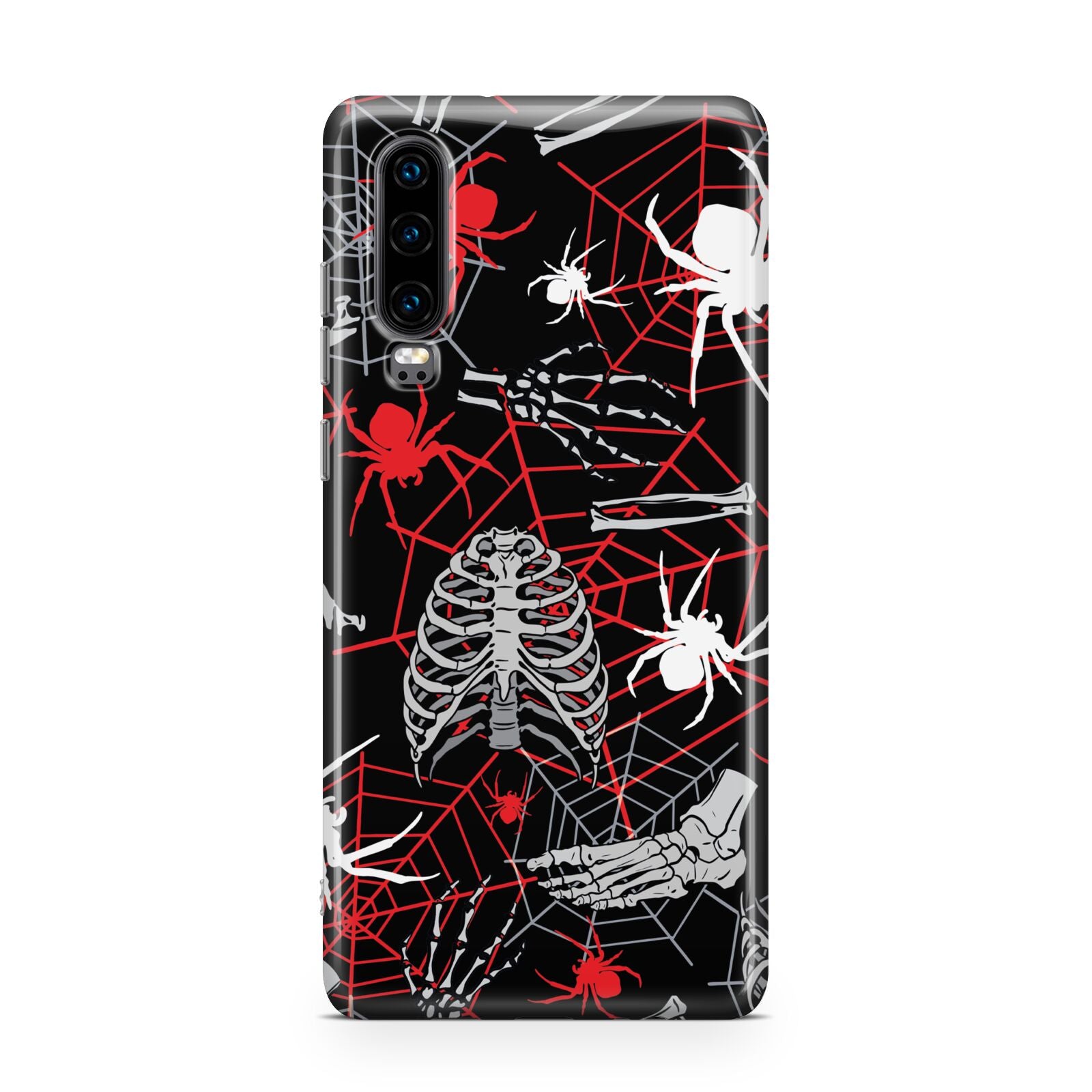 Grey and Red Cobwebs Huawei P30 Phone Case