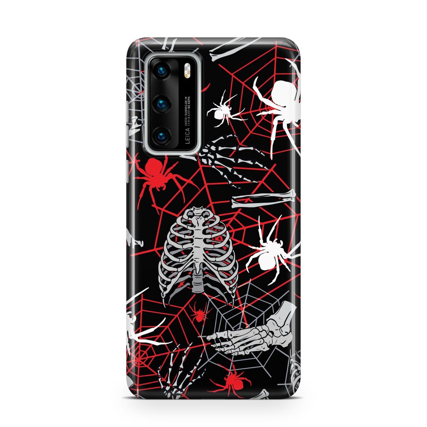 Grey and Red Cobwebs Huawei P40 Phone Case