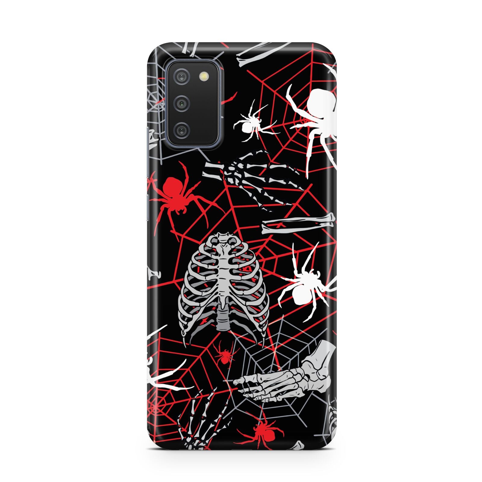 Grey and Red Cobwebs Samsung A02s Case