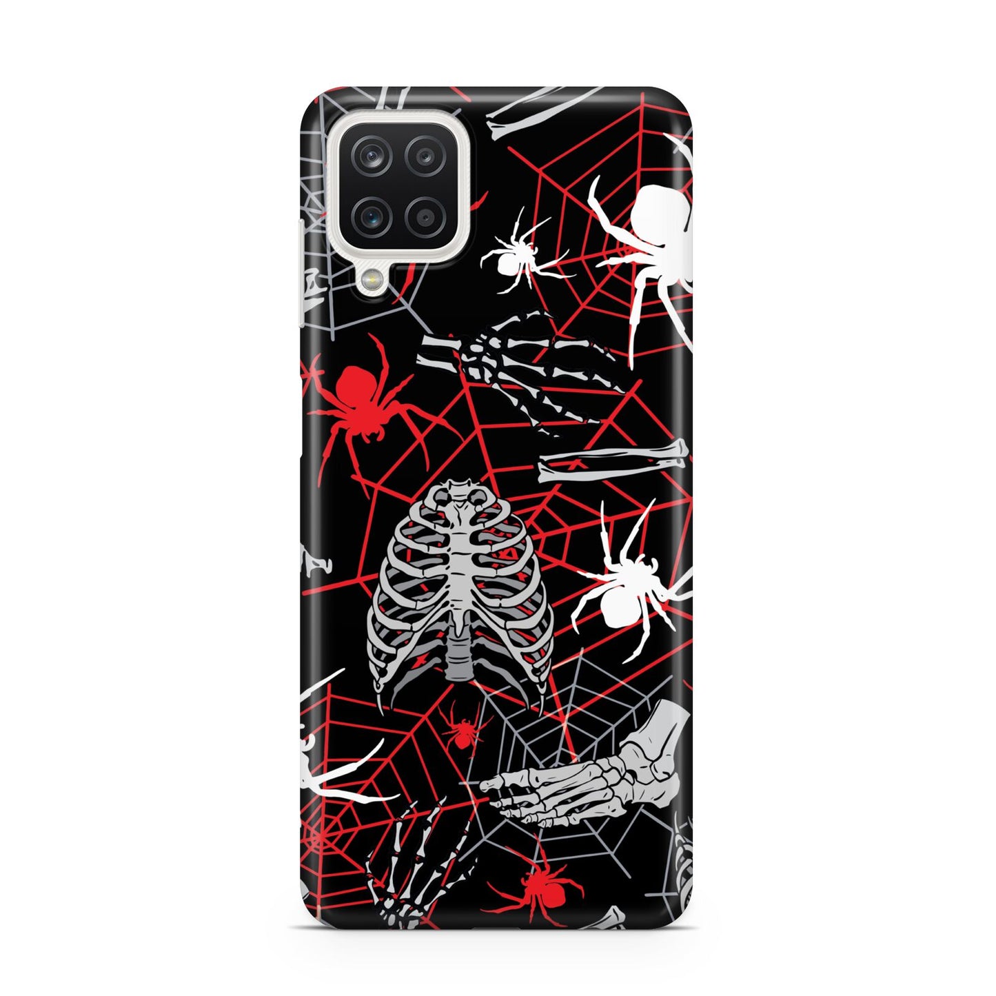 Grey and Red Cobwebs Samsung A12 Case