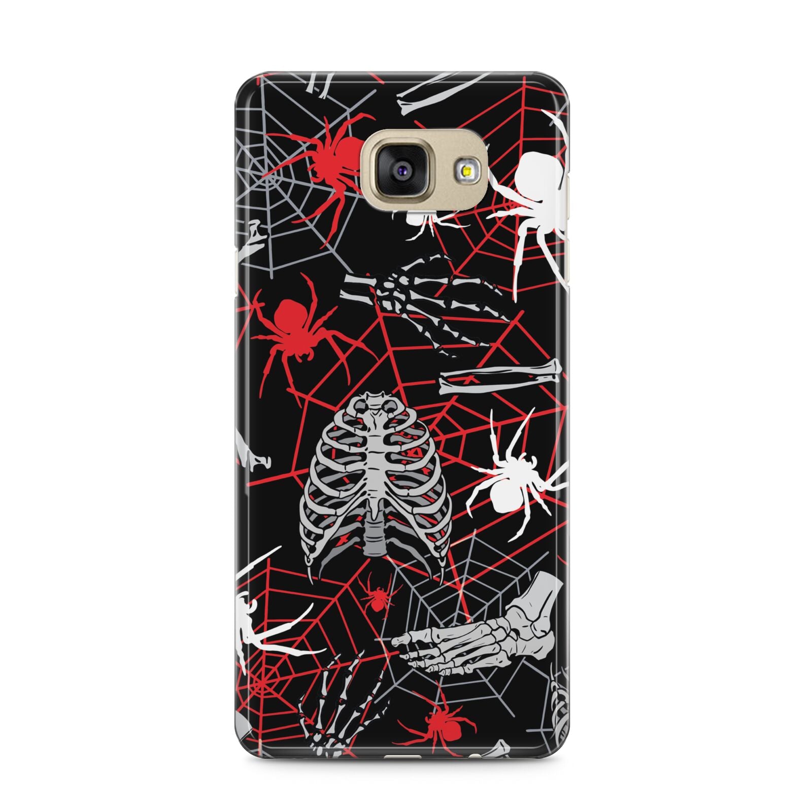 Grey and Red Cobwebs Samsung Galaxy A5 2016 Case on gold phone