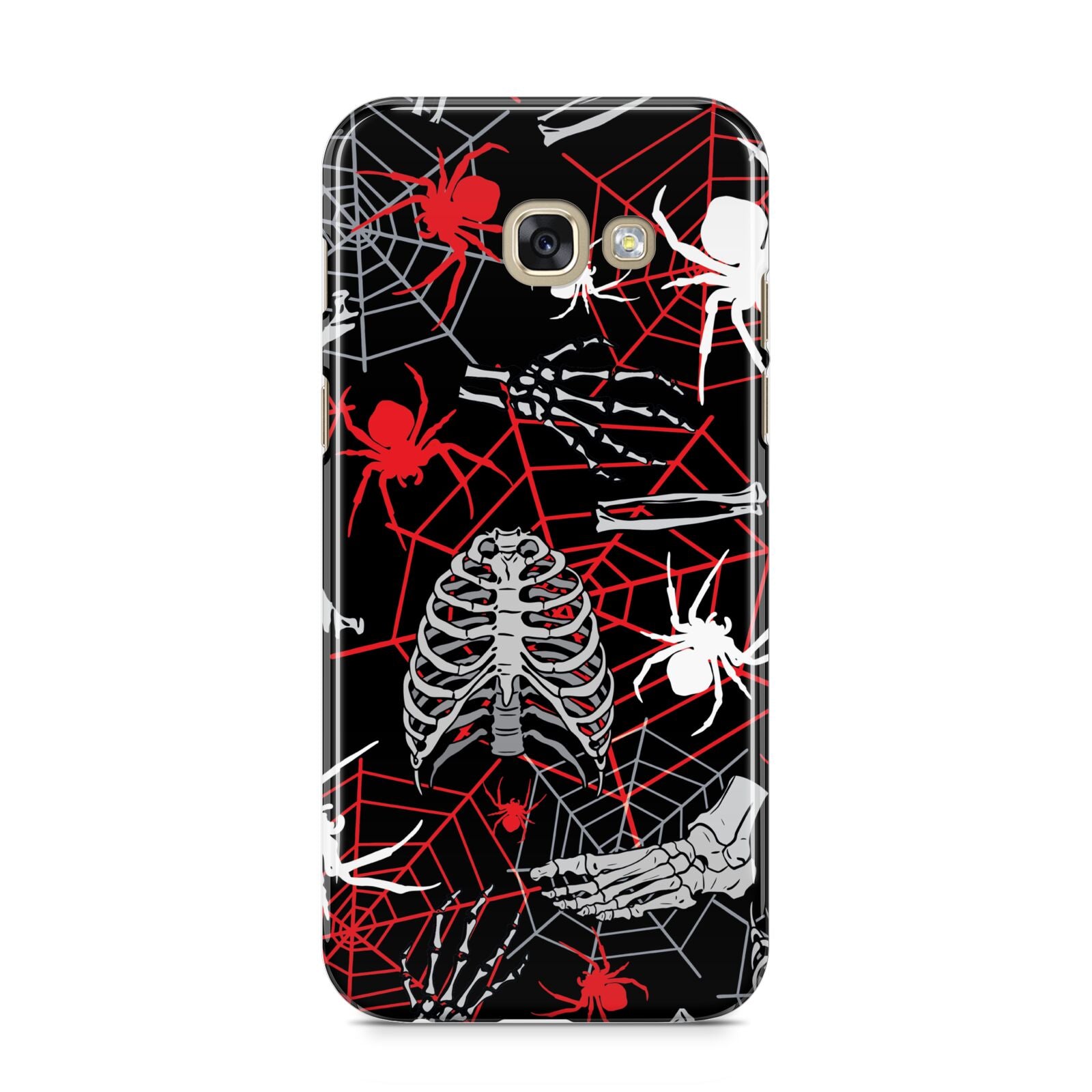 Grey and Red Cobwebs Samsung Galaxy A5 2017 Case on gold phone