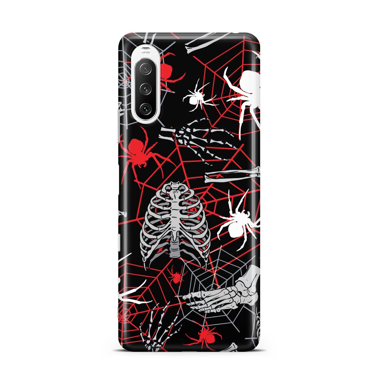 Grey and Red Cobwebs Sony Xperia 10 III Case