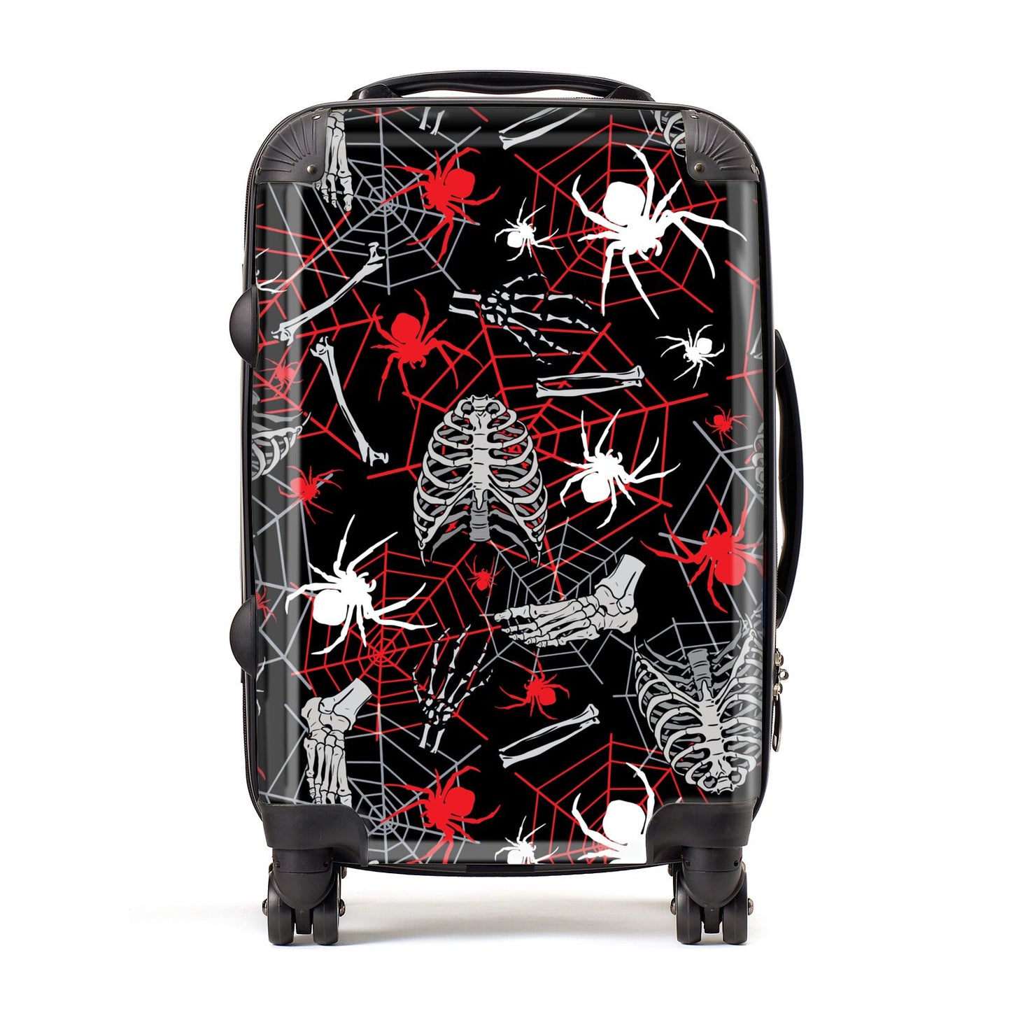 Grey and Red Cobwebs Suitcase