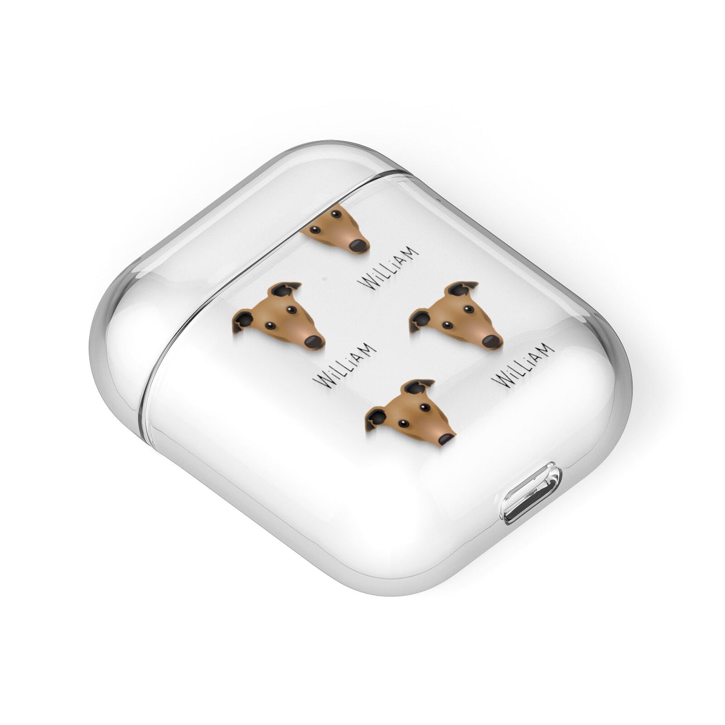 Greyhound Icon with Name AirPods Case Laid Flat