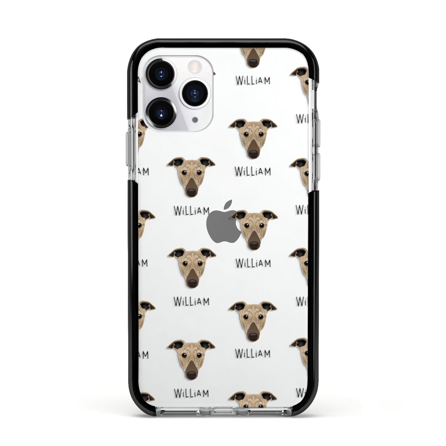 Greyhound Icon with Name Apple iPhone 11 Pro in Silver with Black Impact Case