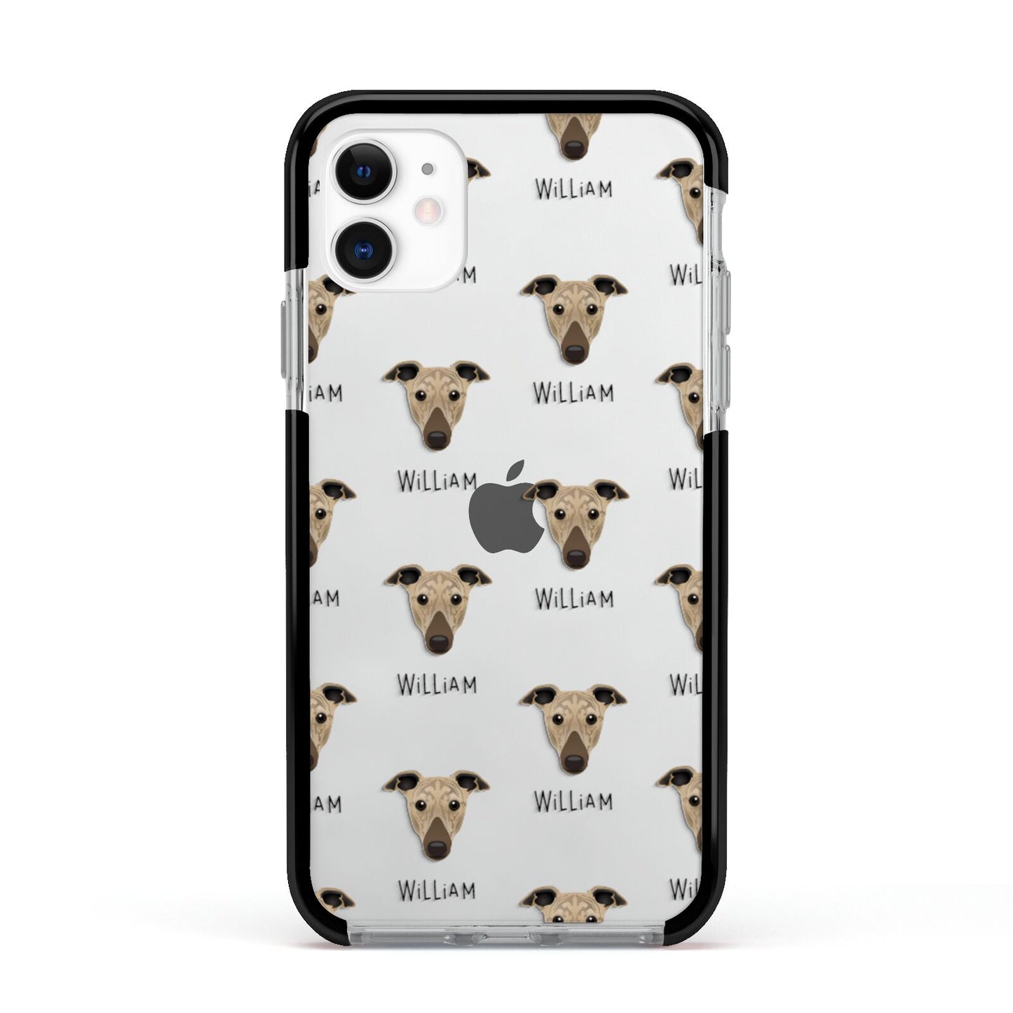 Greyhound Icon with Name Apple iPhone 11 in White with Black Impact Case