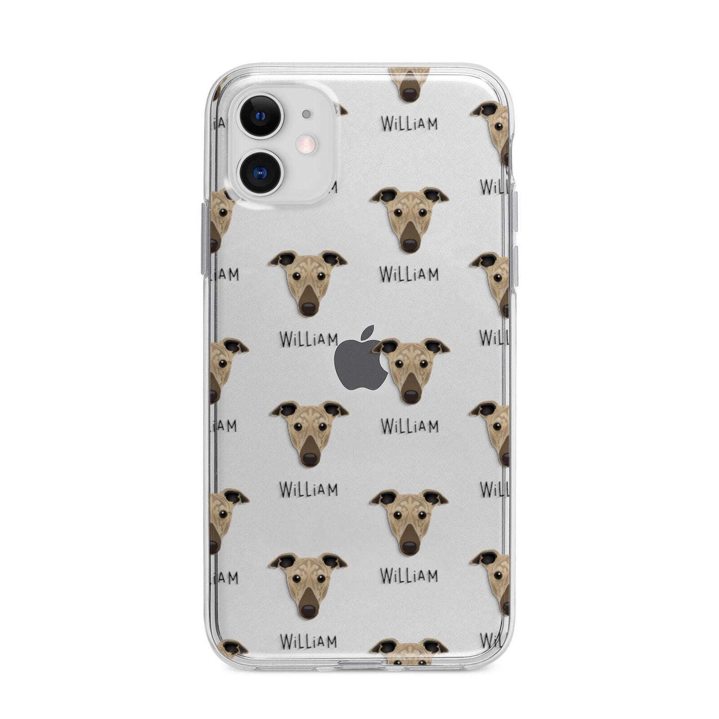 Greyhound Icon with Name Apple iPhone 11 in White with Bumper Case