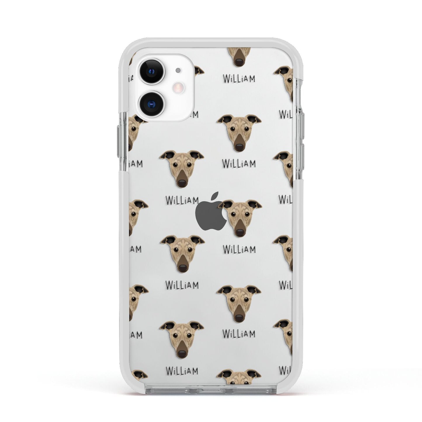 Greyhound Icon with Name Apple iPhone 11 in White with White Impact Case