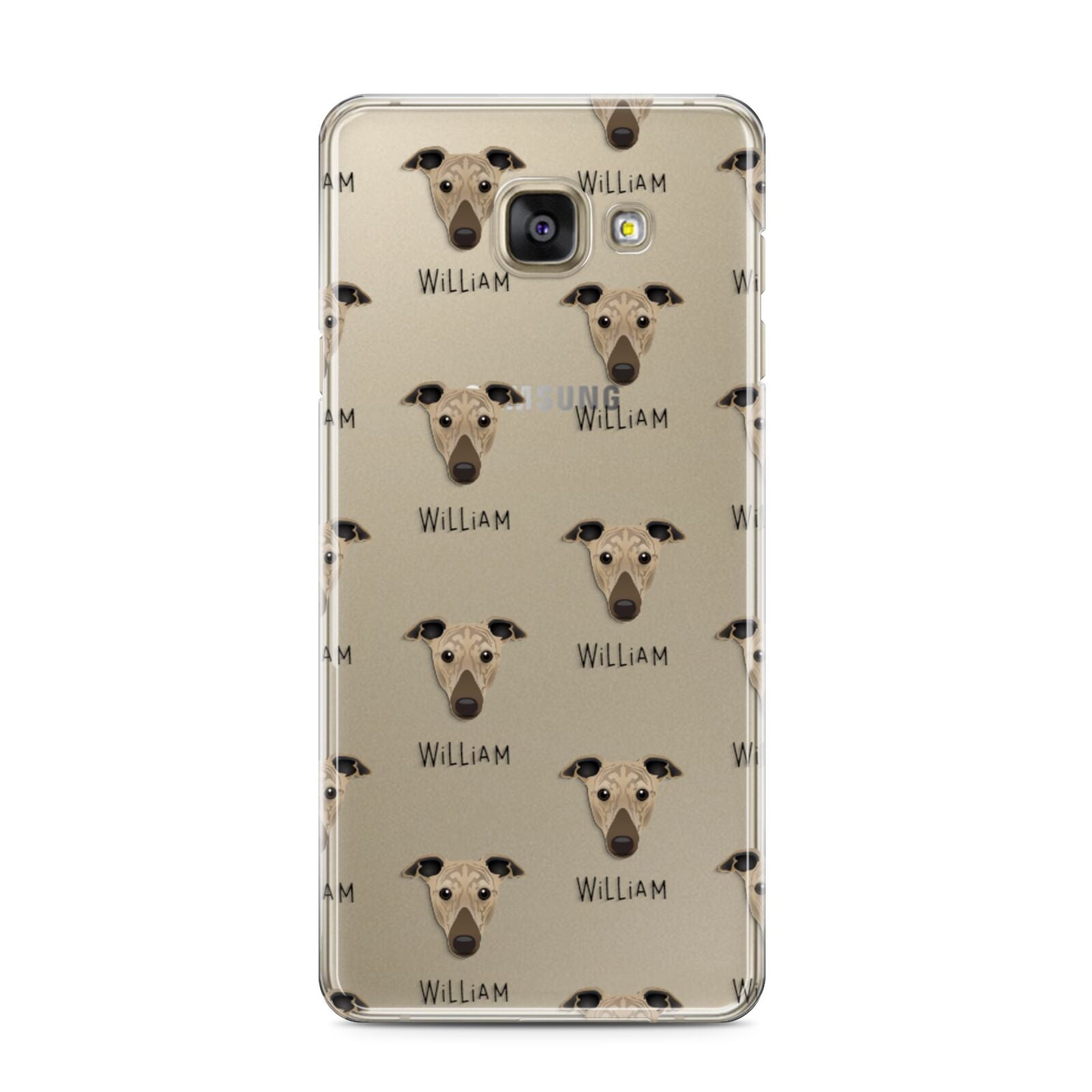 Greyhound Icon with Name Samsung Galaxy A3 2016 Case on gold phone