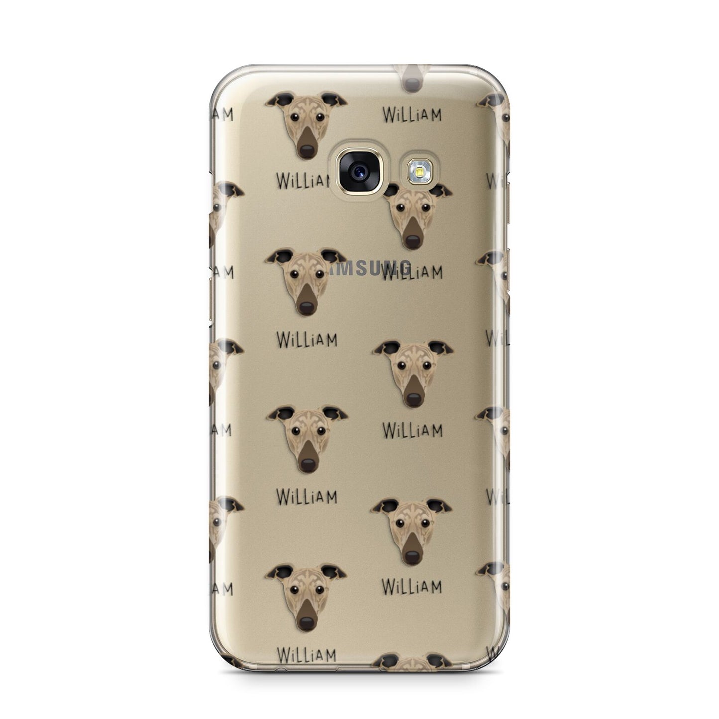 Greyhound Icon with Name Samsung Galaxy A3 2017 Case on gold phone