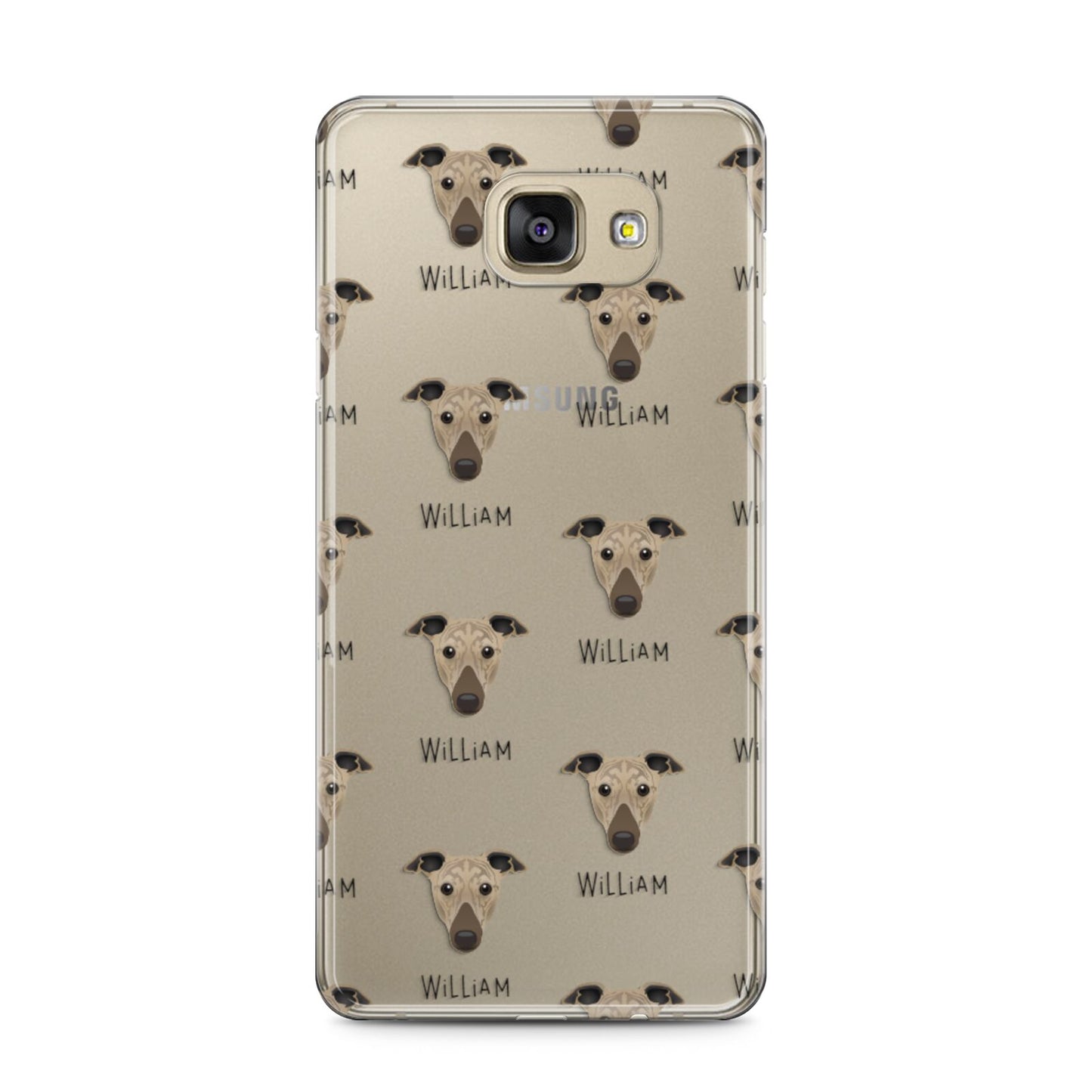 Greyhound Icon with Name Samsung Galaxy A5 2016 Case on gold phone