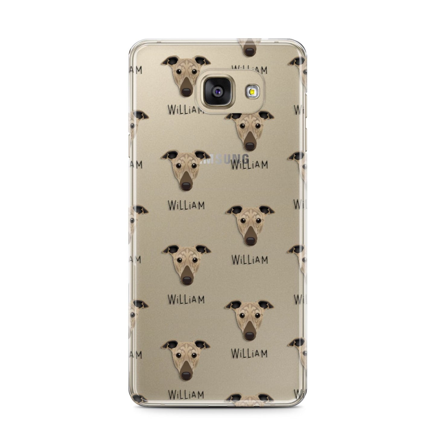 Greyhound Icon with Name Samsung Galaxy A7 2016 Case on gold phone