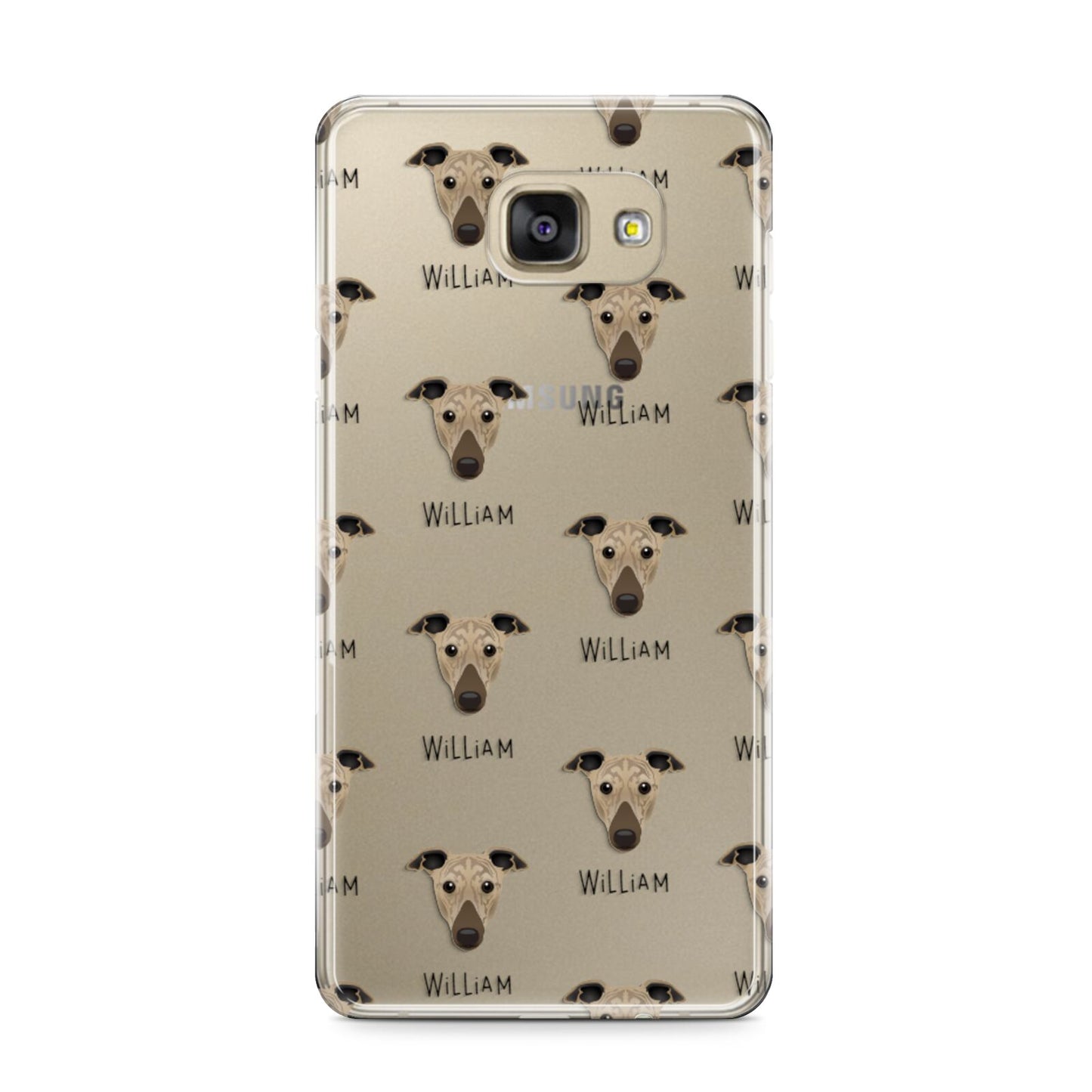 Greyhound Icon with Name Samsung Galaxy A9 2016 Case on gold phone