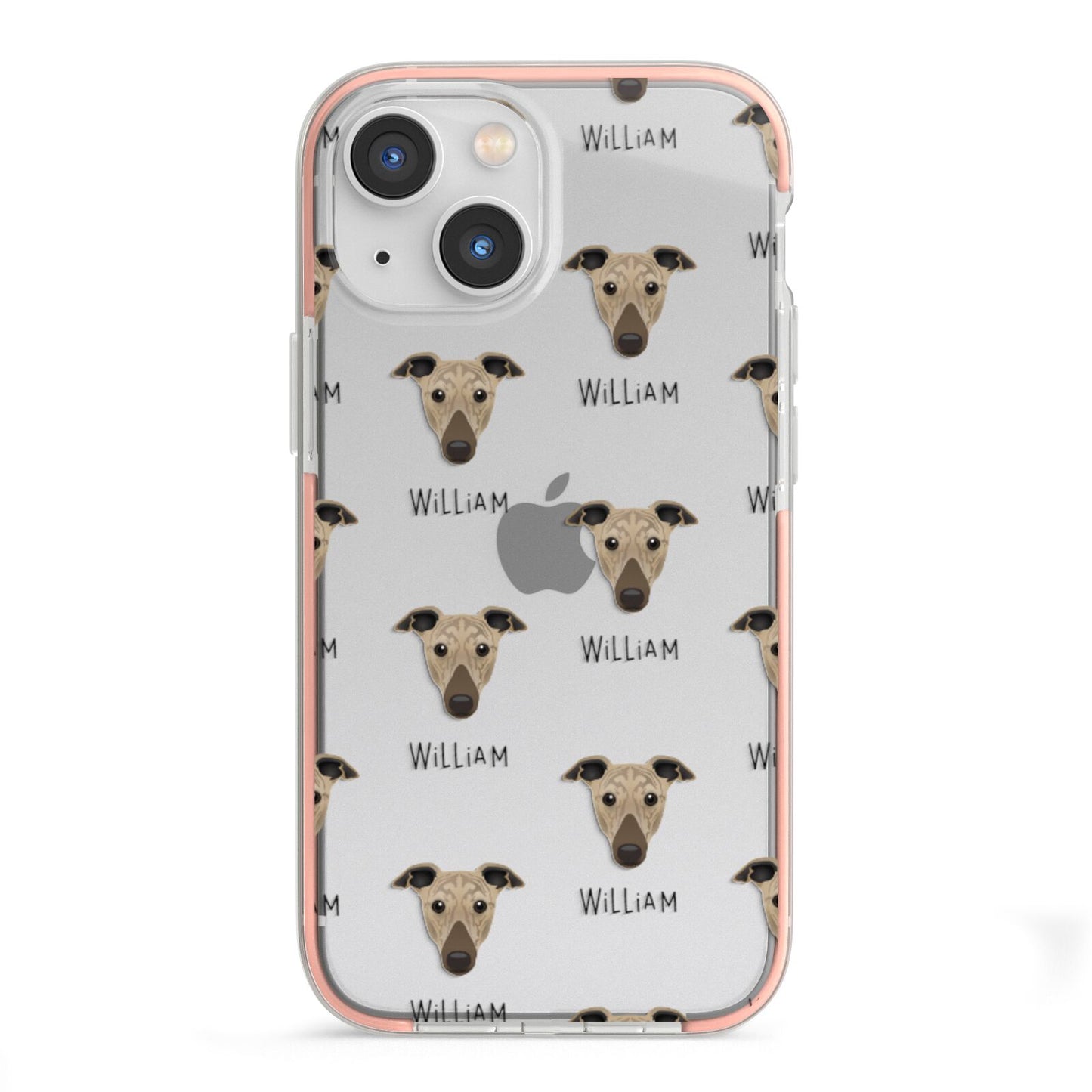 Greyhound Icon with Name iPhone 13 Mini TPU Impact Case with Pink Edges