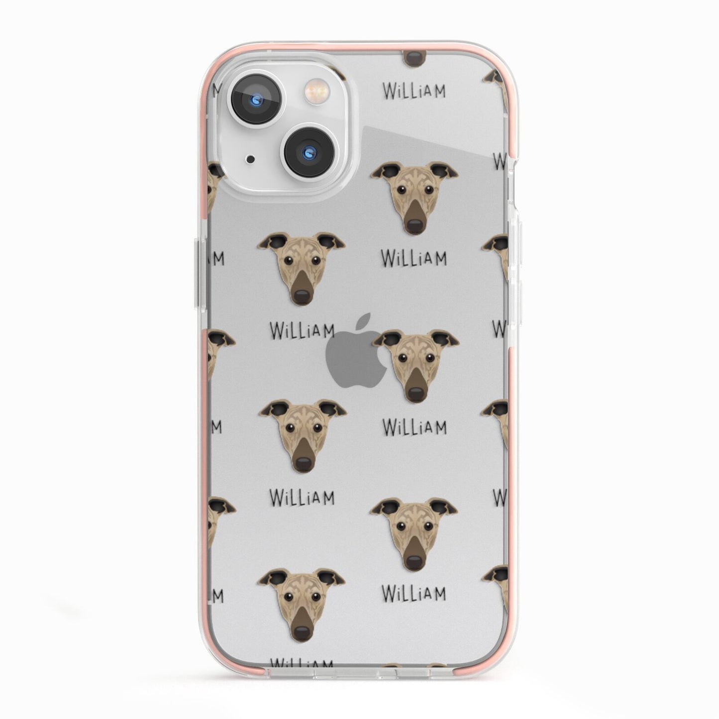 Greyhound Icon with Name iPhone 13 TPU Impact Case with Pink Edges